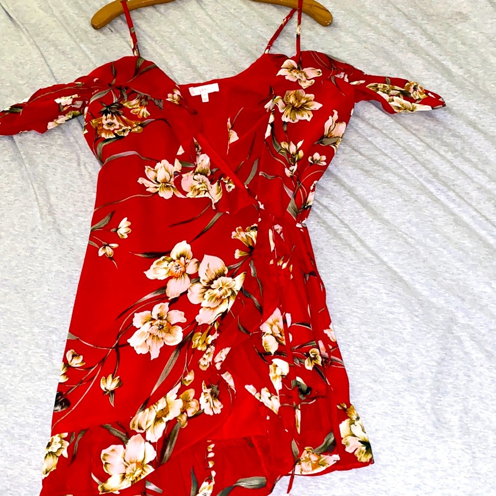 Red Luxxel Floral Off-Shoulder Summer Dress